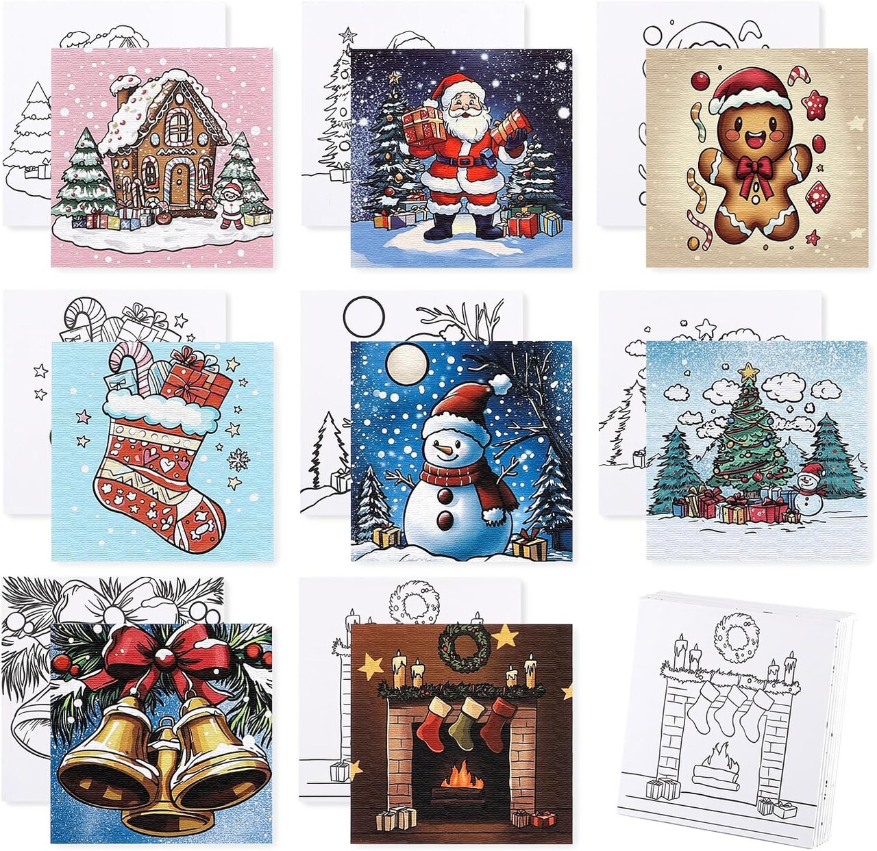 8in Christmas Pre Drawn Canvas to Paint (Christmas) 6 x 5 x 0.99 inches